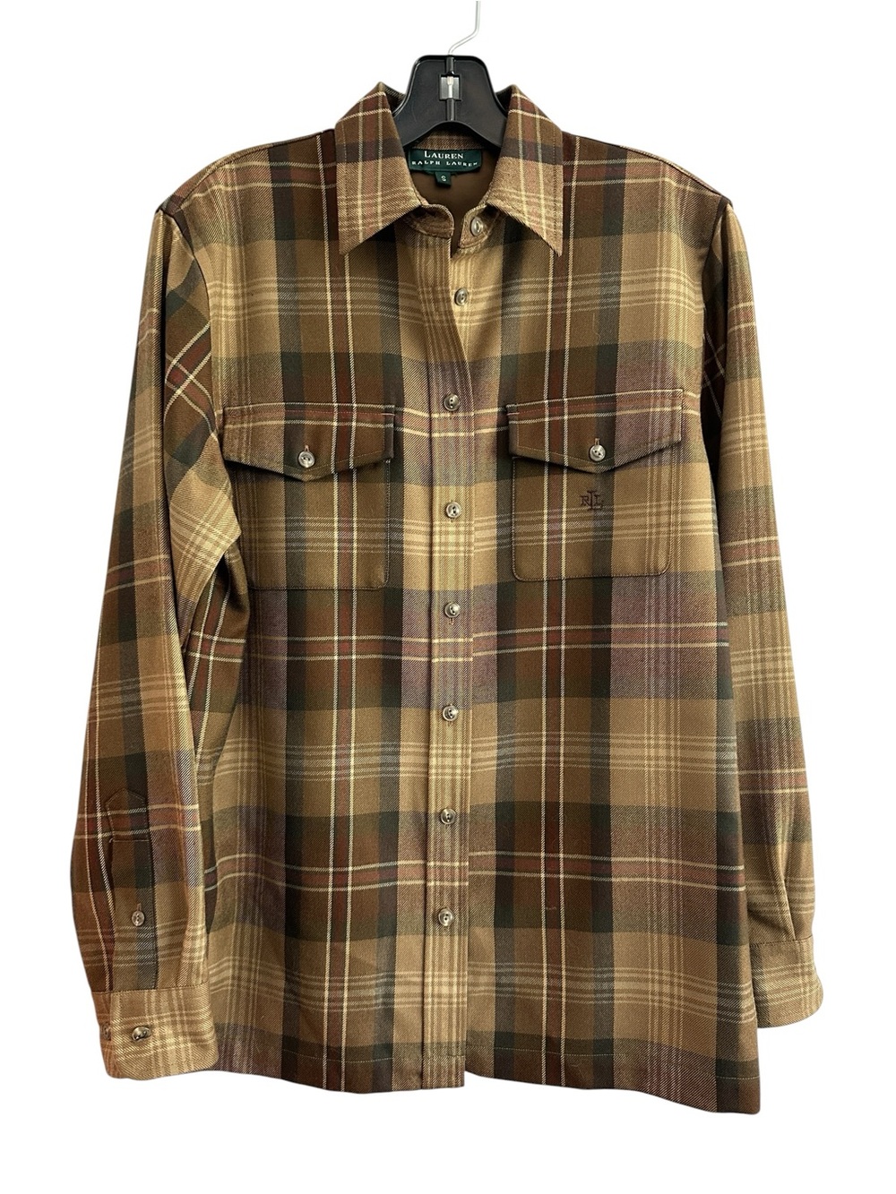 Ralph‎ Lauren Brown Shirt Small VTG Plaid Button-Down Flannel Logo Outdoor Cozy